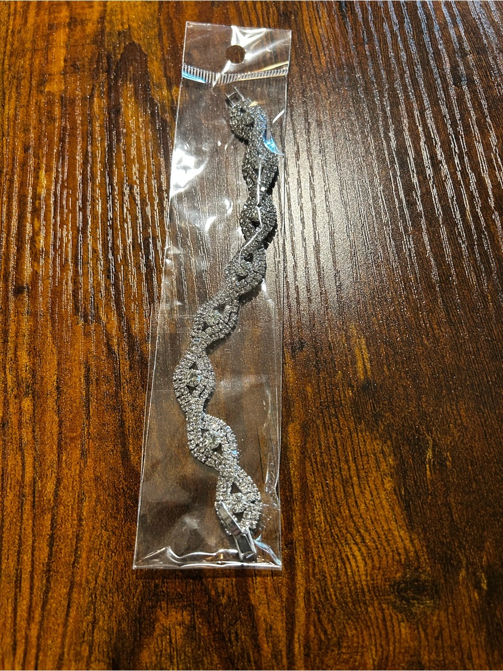 Silver-Tone Crystal Twist Bracelet